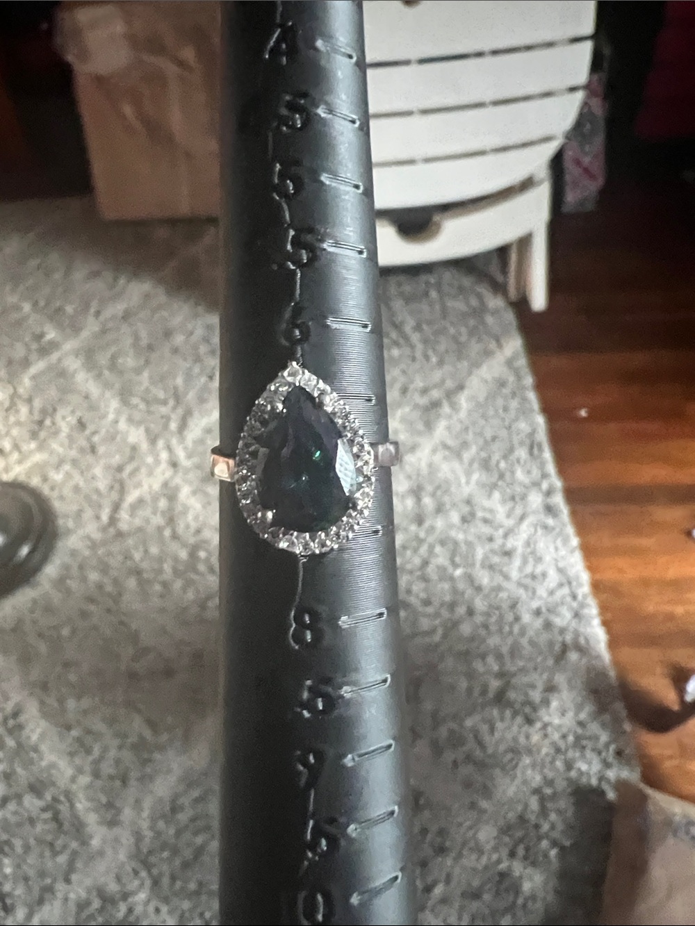 For Buy it today Sterling Teardrop Dark Green Crystal Halo Ring